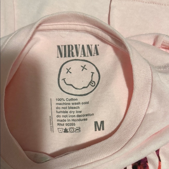 NIRVANA Floral Smile Logo Boyfriend fit t-shirt - Picture 3 of 3